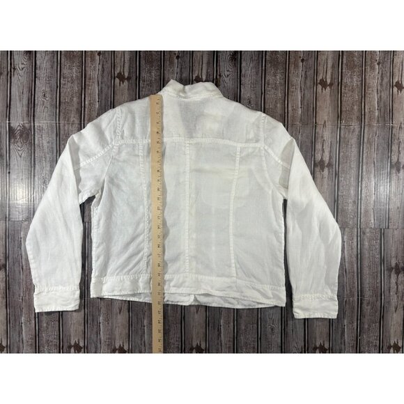 EILEEN FISHER Organic Linen Jean Style Trucker Jacket sz L white NWT  mspr 228 - Picture 7 of 9